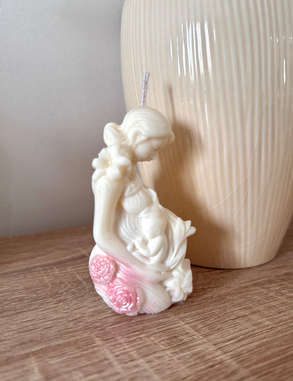 Bougie moulée « Maman et son bébé » 🩷